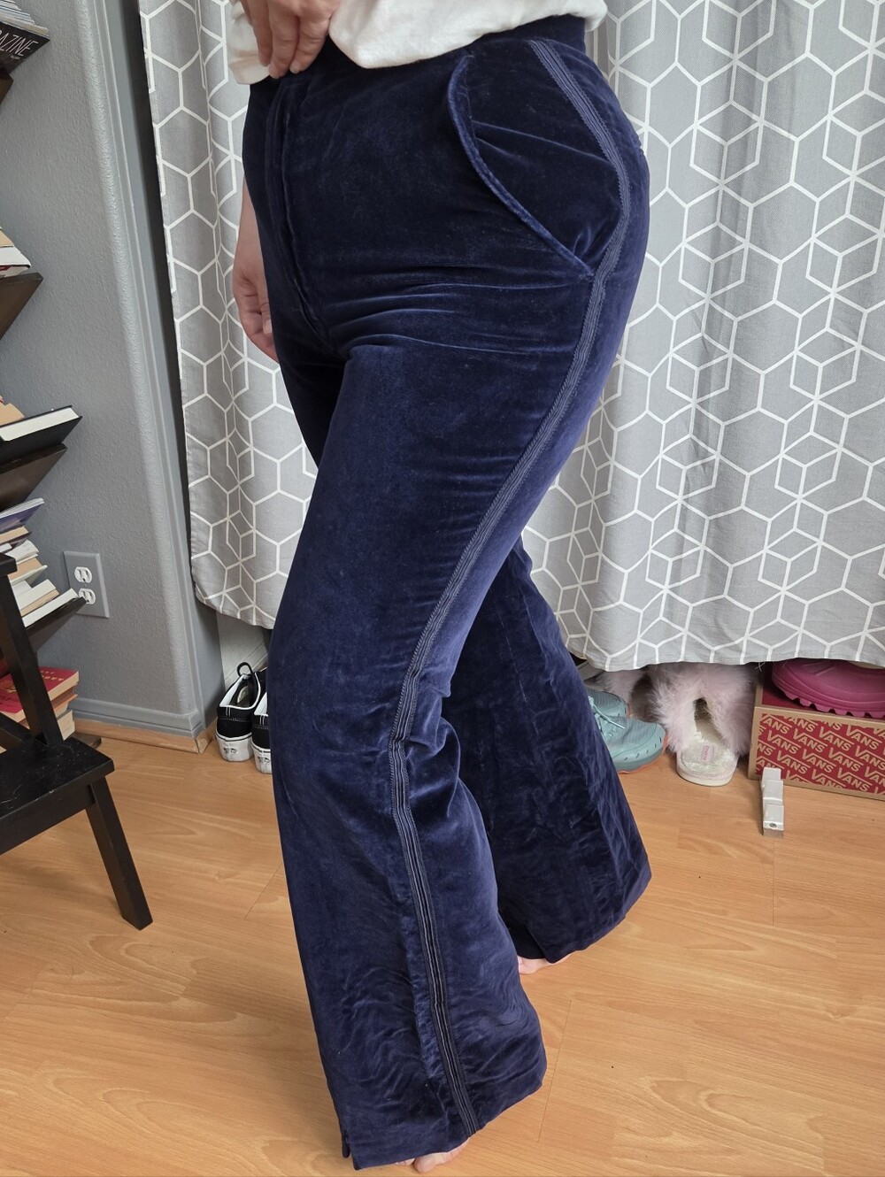 Navy Velvet Disco Pants Custom Tailored
